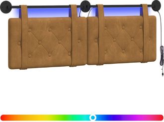 vidaXL Cabecero Colgante Con Luz Led Marr&oacute;n Terciopelo Vidaxl