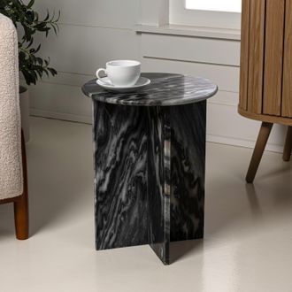 Jonathan Y Designs Javier 14 Contemporary Natural Marble Handmade X-Shaped End Table, Black/Gray