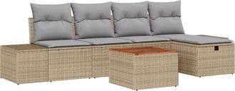 vidaXL Garden Sofa Set with Cushion 6 pcs Beige Poly Rattan vidaXL