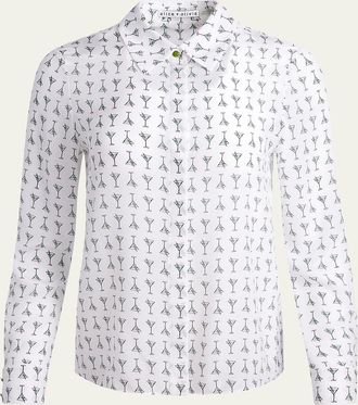 Alice & Olivia Martini Chic Willa Silk Placket Top