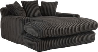 STILVORA Chaise Longue Interior 1 Plaza Con 3 Cojines, Dise&ntilde;o Ergon&oacute;mico Confortable Sin Montaje En Pana Acanalada Negra