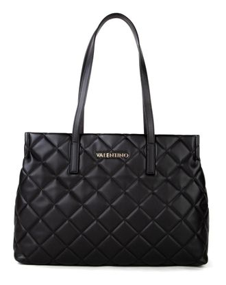 Valentino Handbags Shopper VALENTINO BAGS OCARINA, Damen, Gr. B/H/T: 39,5cm x 26,7cm x 16cm, schwarz (nero), Lacklederimitat, Taschen Shopper, Schultertasche Handtasche 