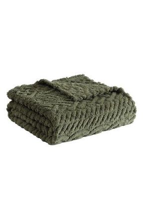 Nautica Declan Faux Shearling Throw Blanket in Green at Nordstrom Rack
