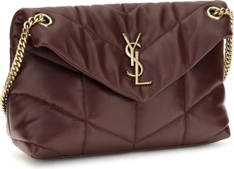 Saint Laurent Womens Shoulder Bag Puffer Toy Lambskin Light Hot Wine
