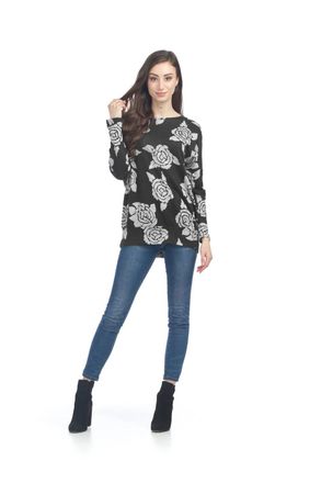 Papillon Floral Oversized Banded Bottom Sweatshirt In Black