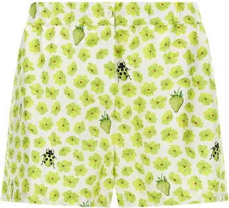 Versace Korte Broeken, Dames, Veelkleurig, XS, Strawberry Garden Shorts