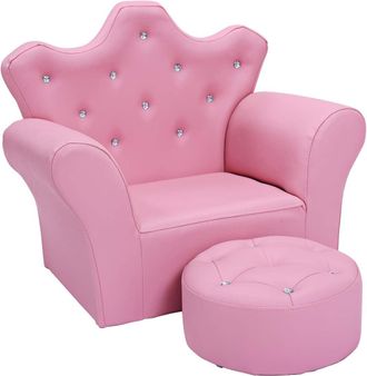 Costway Sof&aacute; Infantil Con Reposapi&eacute;s Sof&aacute; Para Ni&ntilde;os 58 X 31 X 49 Cm Sof&aacute; Princesa Acolchada