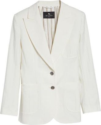 Etro Stretch Cotton Jacket in Bianco at Nordstrom, Size 10 Us