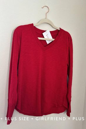 Mod-o-doc Womens Long Sleeve Waffle Top In Ruby Red