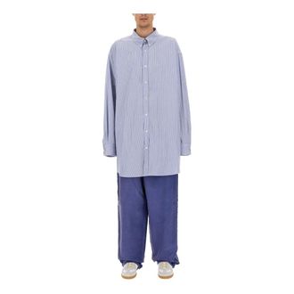 Maison Margiela Overhemden, Heren, Blauw, L, Katoen, Oxford Shirt