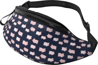 Generic Cute Cartoon Pig Print Belt Bag Bum Bags Unisex Fanny Packs For Running Walking Outdoors 14X35Cm