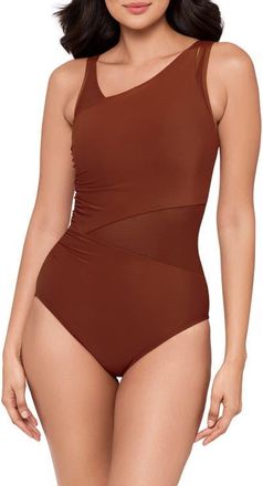 Miraclesuit Illusionist Azura Underwire One-Piece Swimsuit in Copper Brown at Nordstrom, Size 14