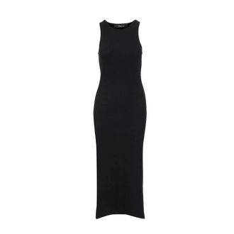 Federica Tosi Geribbelde midi-jurk - Dames - Casual kleedjes - Zwart - S - Katoen - Kleedjes