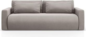 Cosmopolitan Design Sof&aacute; cama con ba&uacute;l de almacenaje 3 plazas de terciopelo cemento