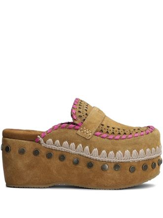 Mou 60mm suede clogs - women - Calf Suede/Rubber/Calf Suede - 36 - Brown