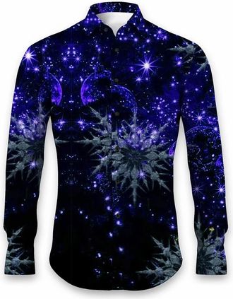 Generic Mens Christmas Shirts Funny Graphic Novelty 3D Print Xmas Holiday Tops Casual Long Sleeve Button Down Lightweight Festival Party Dress Shirts