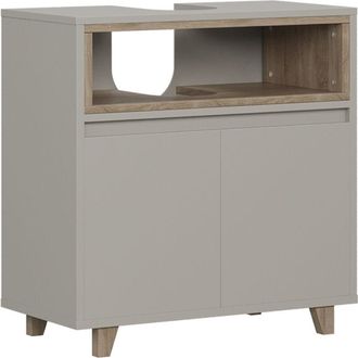 Vicco Mueble bajo lavabo Elnor, Greige/Roble, 60 x 61 cm con 2 puertas, Vicco