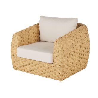 Maisons du monde Sill&oacute;n de exterior de resina reciclada y cojines color crudo