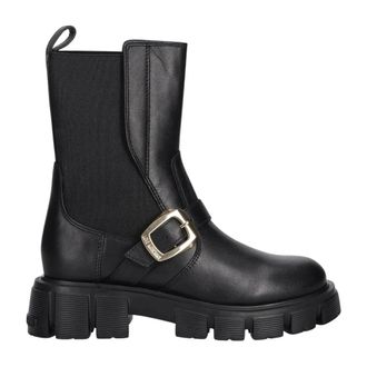 Love Moschino Schoenen, Dames, Zwart, 40 EU, Leer, Schoenen > Laarzen > Enkellaarsjes
