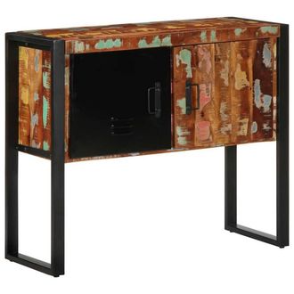 Berkfield Home Decorative Console Cabinet Multicolour 90x35x75 cm Solid Wood Rec | Size: 90 x 35 x 75 cm