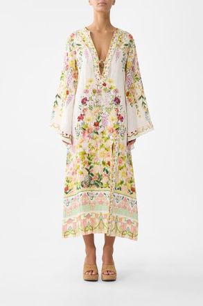 Camilla Deep V Neck Hardware Kaftan in The Call Of Catalonia at Nordstrom, Size X-Small