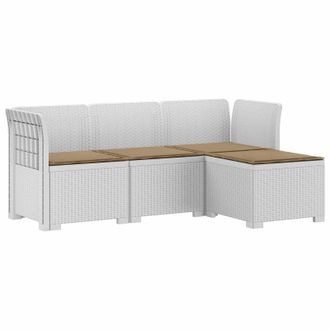 vidaXL Divano Da Giardino 4 Posti Con Cuscini Aspetto Rattan Pp Bianco Vidaxl