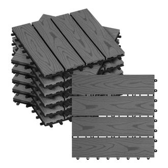 Woltu Woltu Suelo De Wpc Set De 11 Baldosas De Madera Exterior Para Porche Patios Jardin 30 X 30 Cm 1m&sup2; Suelo De Exterior Compuesta Azulejos Para Terraza Ja