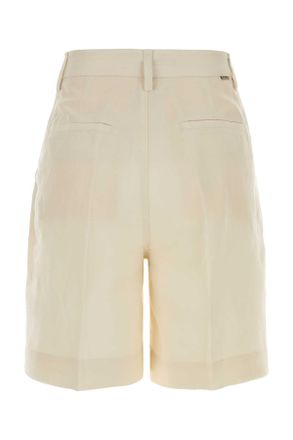 Woolrich Womens Ivory Lyocell Blend Bermuda Shorts Milkcream Exterior: 26 Linen
