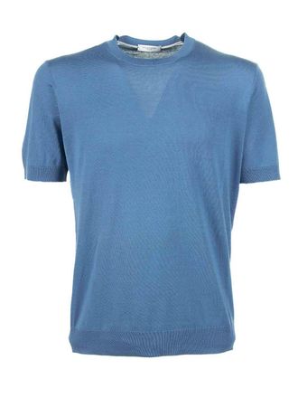 Paolo Pecora Light Blue T-Shirt In Cotton And Silk