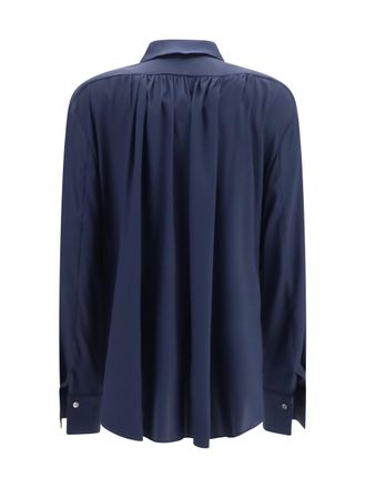 Ella Silk with Back Gathering Shirt - Navy