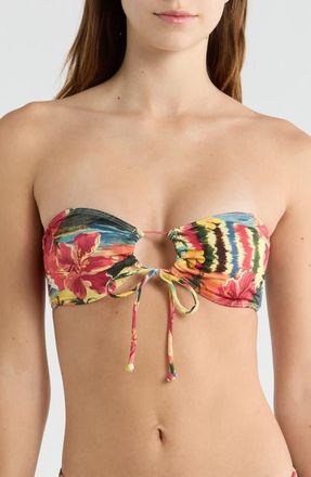 PacSun Jalen Tropical Pirnt Bandeau Bikini Top in Yellow Multi at Nordstrom, Size X-Small