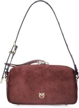 Pinko Bauletto Trittico Mini Suede - Dames - Schoudertassen - Bruin - ONE Size - Leer - Tassen