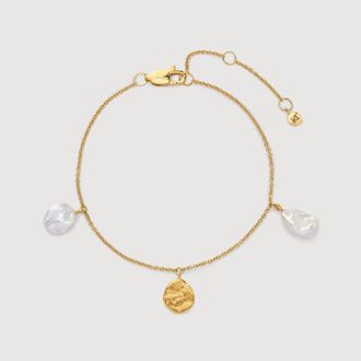 Monica Vinader Gold Capri Keshi Pearl Station Bracelet Pearl