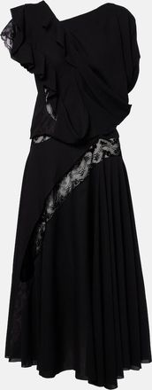 Junya Watanabe Asymmetric lace-trimmed midi dress