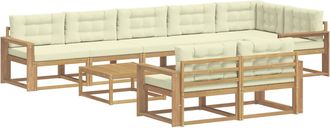 vidaXL Conjunto De Sof&aacute;s De Exterior 9 Uds. Blanco Y Crema Poli&eacute;ster Vidaxl
