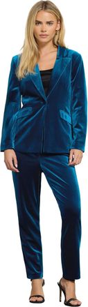 M&Co Petites Petite Teal Velour Blazer - Womens