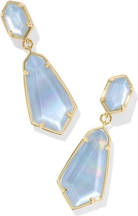 Kendra Scott Hallie Convertible Drop Earrings In Gold Sky Blue Mother Of Pearl