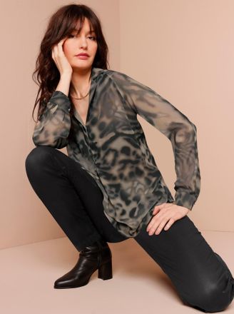 Cr&eacute;ation L Druckbluse CREATION L PREMIUM, Damen, Gr. 38, schwarz (schwarz, bedruckt), 100% Seide, bedruckt, gemustert, mehrfarbig, Blusen Druckbluse