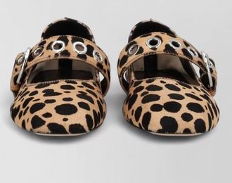 Aeyde uma mary jane shoe animal print eyelets