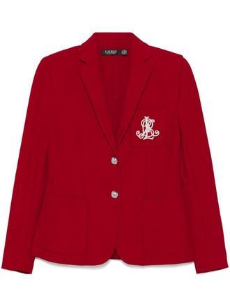 Lauren Ralph Lauren logo-patch blazer - women - Elastane/Polyester/Cotton/Elastane - S - Red