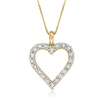 Ross-Simons Diamond Heart Pendant Necklace in 18kt Gold Over Sterling