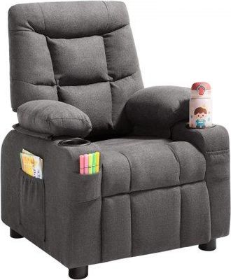 OEM Sill&oacute;n Relax Reclinable Para Ni&ntilde;os, Sof&aacute; Infantil, Reposapi&eacute;s Y Respaldo Ajustable De 107&deg; A 126&deg;, 2 Portavasos Y 4 Bolsillos Para Almacenamiento, But