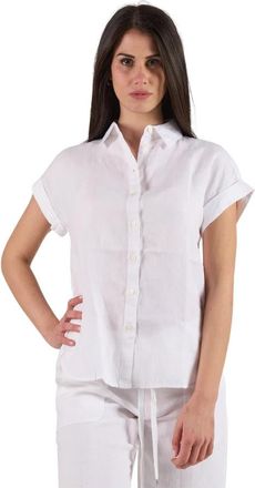 Polo Ralph Lauren Camicia maniche corte lino - Dames - Overhemden - Wit - L - Linnen - Overhemden