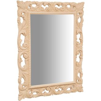 Biscottini International Espejo De Pared De Colgar De Madera En Acabado Aspero Hecho En Italia