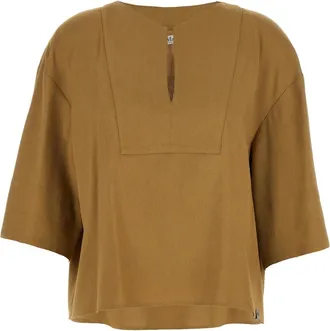 Max Mara Overhemden, Dames, Beige, M, Linnen, Mxpsospiro Blouse