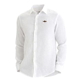 Aeronautica Aeronautica Militare, Casual Shirts, male, White, Size: 2XL Linen Shirt