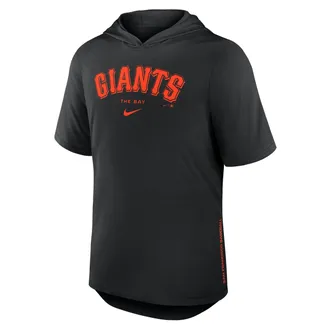Nike San Francisco Giants Arched Wordmark Nike Mens Dri-FIT MLB Hooded T-Shirt in Black | 03NB00AGIA-6XV