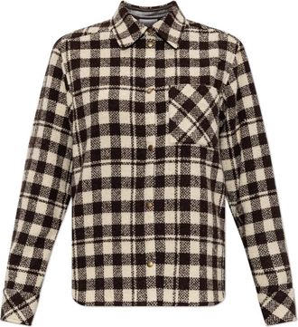 Moncler Geruite Blouse - Dames - Overhemden - Bruin - 2XS - Wol - Overhemden