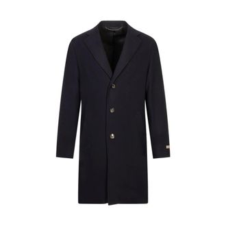 Canali Single-Breasted Coat - Heren - Mantel - Blauw - L - Jassen