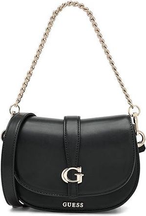 Guess Carrie Mini Flap Crossbody Cross Body Womens Handbags Black, Polyurethane